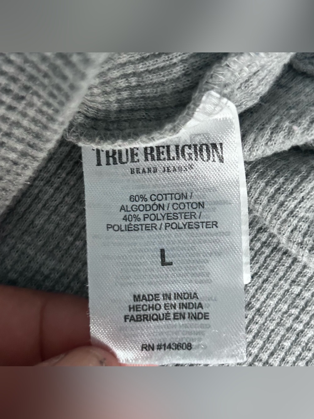 True Religon Waffle Knit Hooded thermal longsleeve Shirt Boys L - Picture 6 of 8